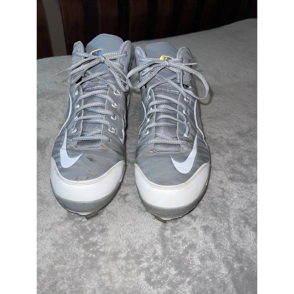 NIKE Swingman MVP 2 Mid Metal Baseball Cleats Gray/White 616258-011 Size 12 - Picture 3 of 12